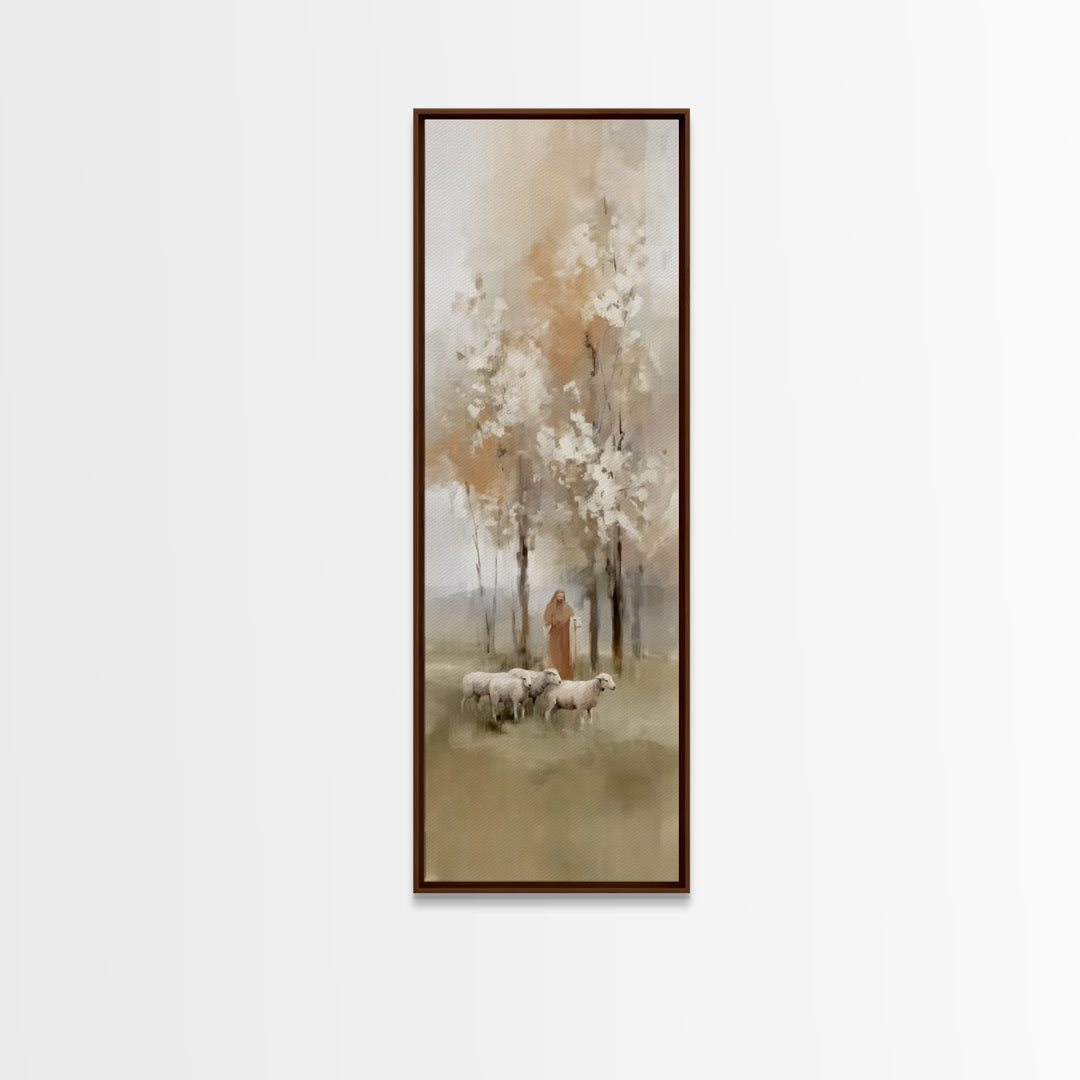 Light Of The Shepherd – Framed Canvas Print – Skinny Art – Christian Art Canvas – Christian Wall Art – Jesus Painting – Christian Gift