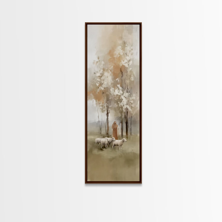 Light Of The Shepherd – Framed Canvas Print – Skinny Art – Christian Art Canvas – Christian Wall Art – Jesus Painting – Christian Gift