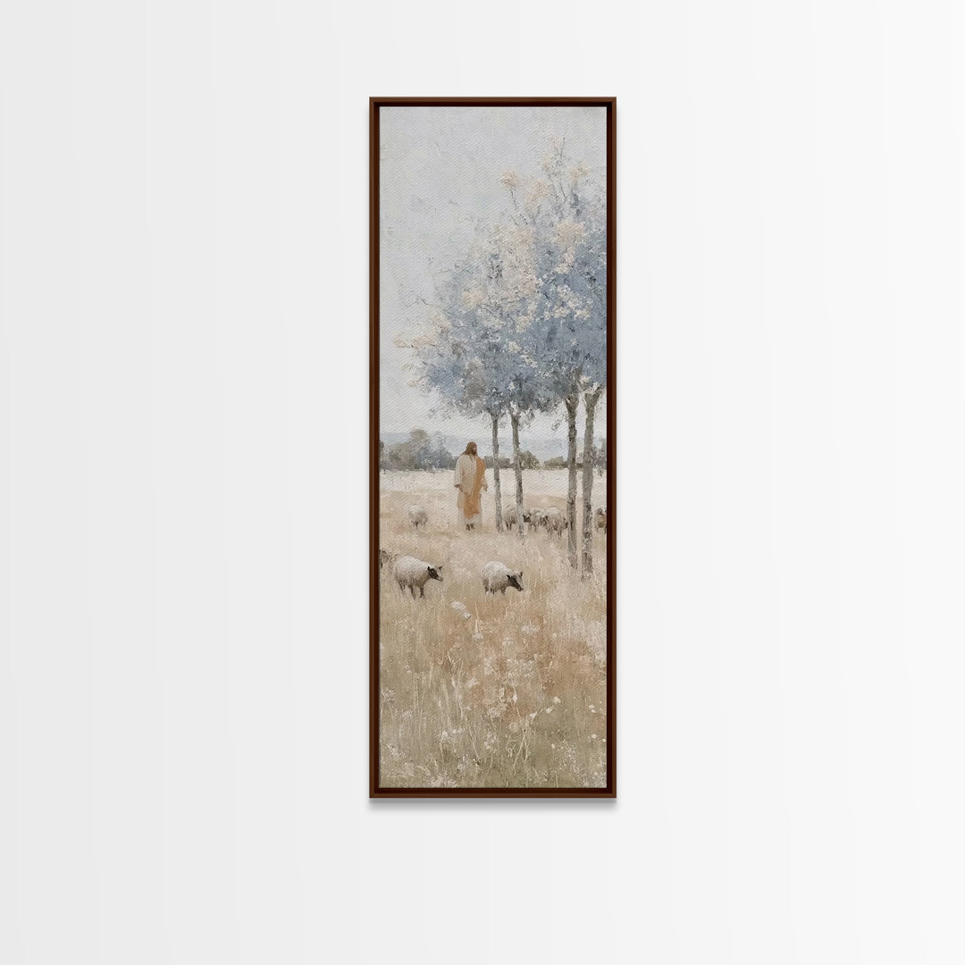 Blossoms Of Mercy – Framed Canvas Print – Christian Wall Art – Jesus Painting – Narrow Art – Christian Art Canvas – Christmas Art