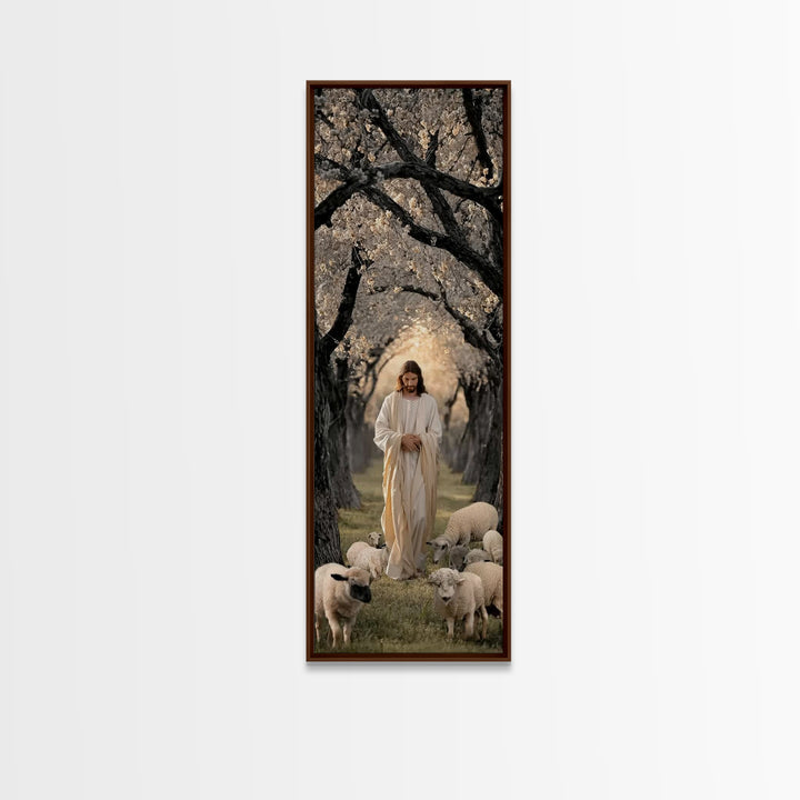 Garden Of Peace – Framed Canvas Print – Christian Art Canvas – Jesus Painting – Tall Narrow Wall Art – Christian Wall Art – Christmas Art