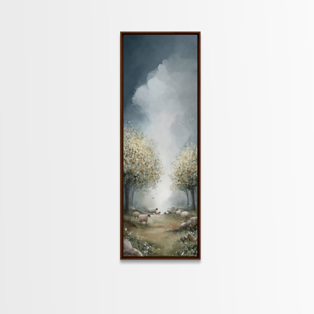 Holy Pasture Calm – Framed Canvas Print – Christian Art Canvas – Christian Wall Art – Tall Narrow Wall Art – Jesus Painting – Christian Chr