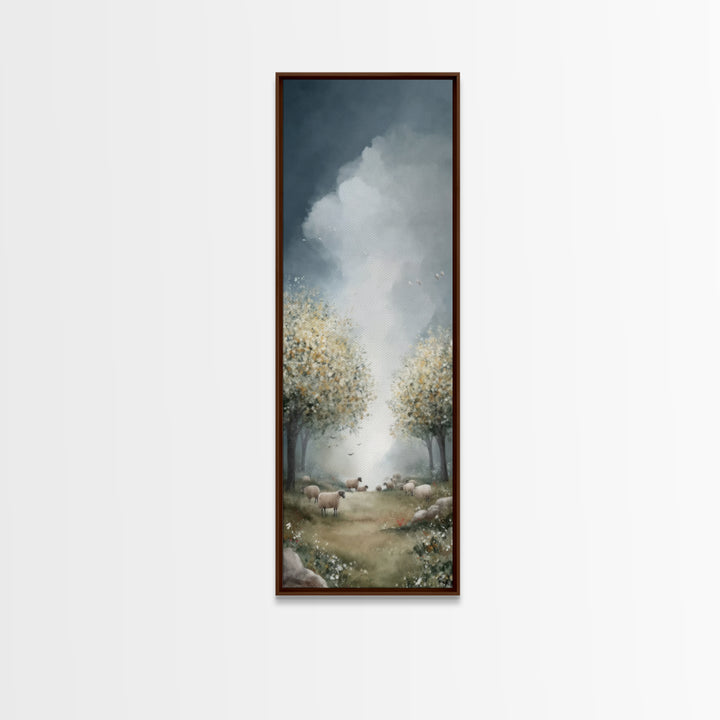 Holy Pasture Calm – Framed Canvas Print – Christian Art Canvas – Christian Wall Art – Tall Narrow Wall Art – Jesus Painting – Christian Chr