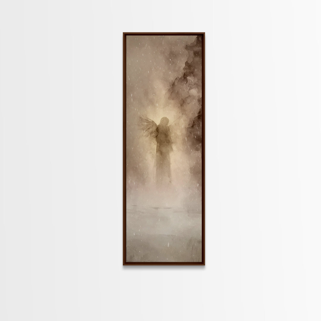 Angel Of Stillness – Framed Canvas Print – Christian Wall Art – Minimalist Christian Art – Tall Skinny Art Print – Christian Art Canvas