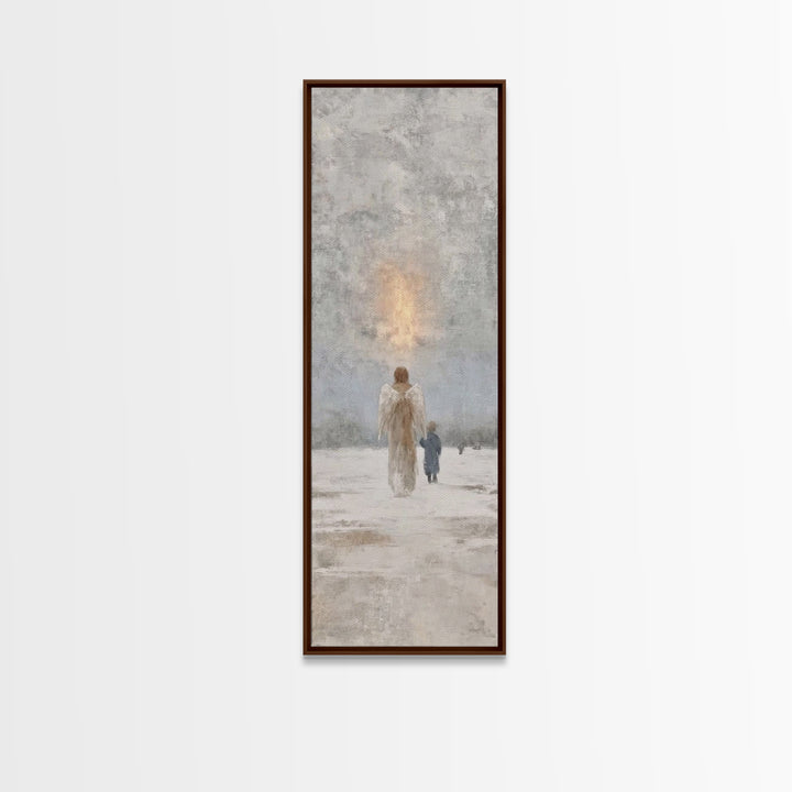 Guardian Of Light – Framed Canvas Print – Christian Art Canvas – Christian Wall Art – Narrow Art – Christmas Art – Christian Christmas