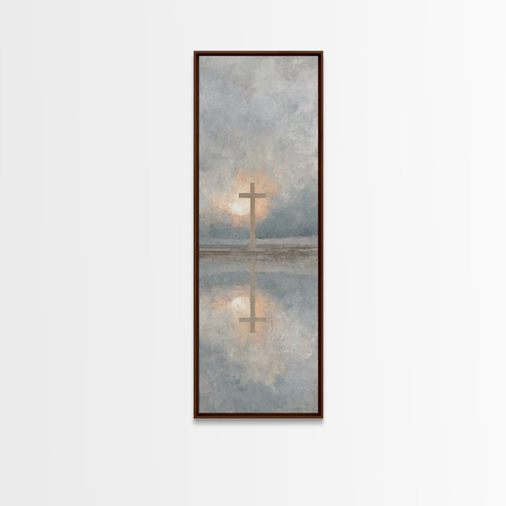 Cross Of Morning | Framed Canvas Print | Christian Wall Art | Christian Art Canvas | Tall Skinny Art Print | Christian Art | Christmas Art
