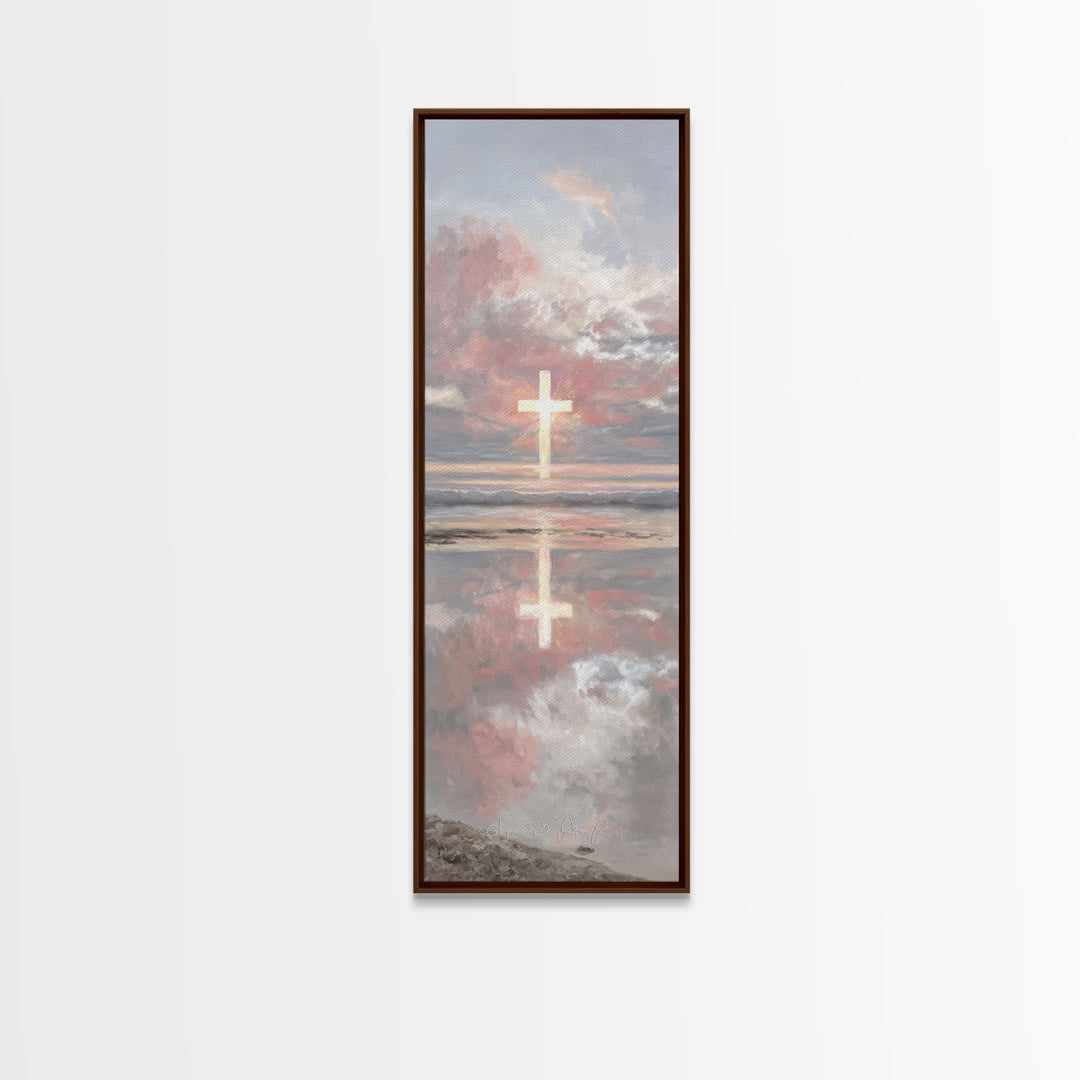 Radiant Eternal Hope | Framed Canvas Print | Christian Art Canvas | Christian Wall Art | Tall Narrow Wall Art | Christian Christmas Art
