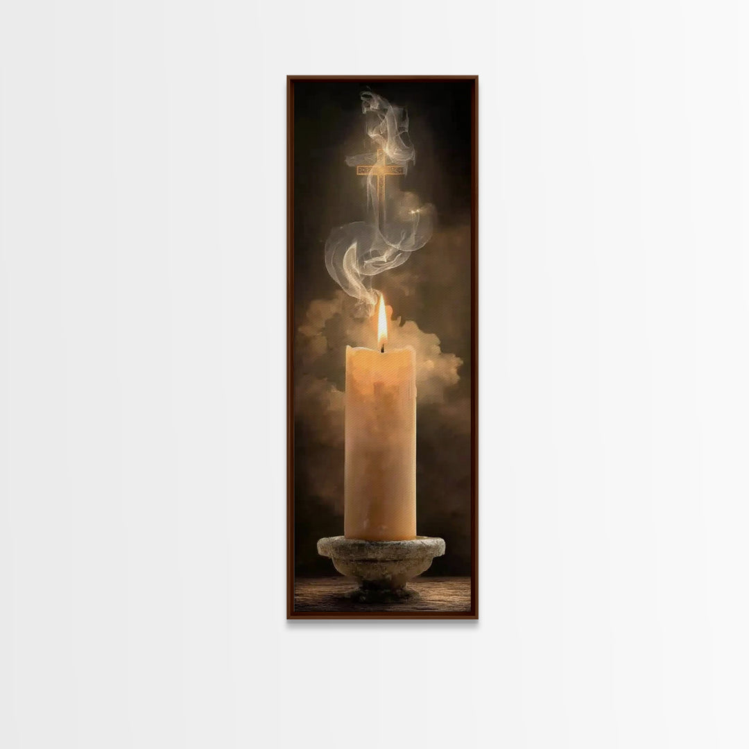 Holy Ember Glow – Framed Canvas Print – Christian Art Canvas – Tall Skinny Art Print – Christian Wall Art – Christian Christmas Decor – Chr