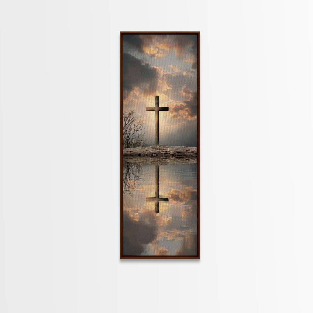 Cross Of The Horizon – Framed Canvas Print – Christian Wall Art – Christian Art Canvas – Skinny Art – Christian Christmas Art – Christmas A