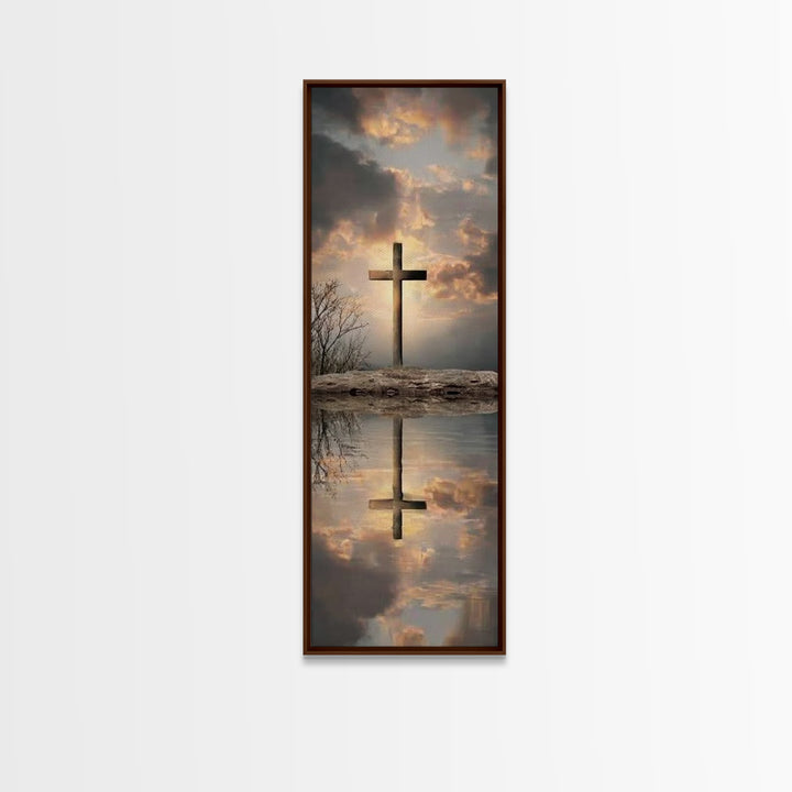 Cross Of The Horizon – Framed Canvas Print – Christian Wall Art – Christian Art Canvas – Skinny Art – Christian Christmas Art – Christmas A