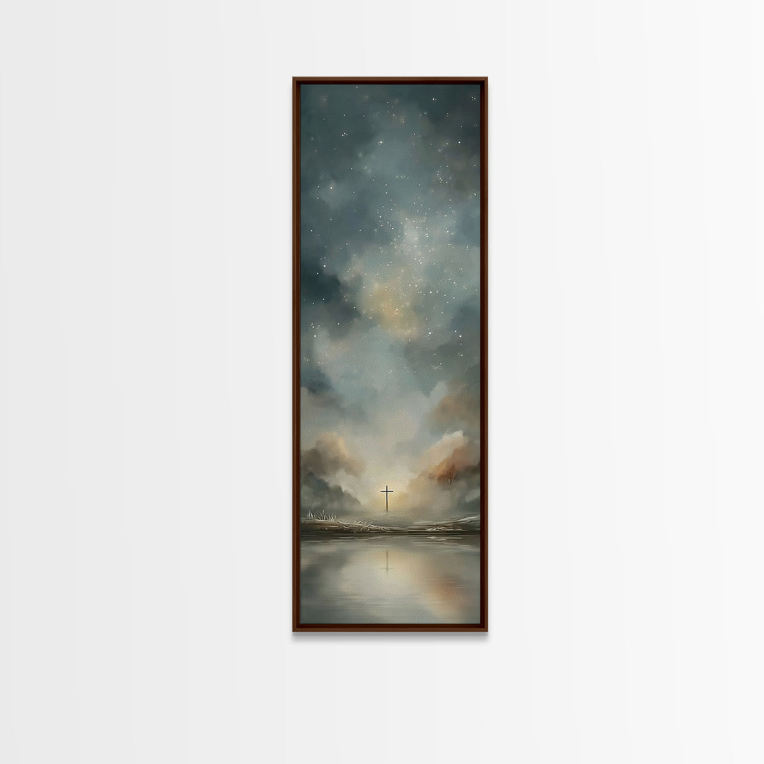 Heaven’s Promise – Framed Canvas Print – Christian Wall Art – Narrow Art – Christian Art Canvas – Christmas Art – Jesus Painting – Christia