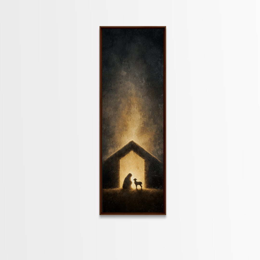 Bethlehem Light – Framed Canvas Print – Christian Wall Art – Skinny Art – Christian Art Work – Christmas Art – Jesus Painting – Christian G