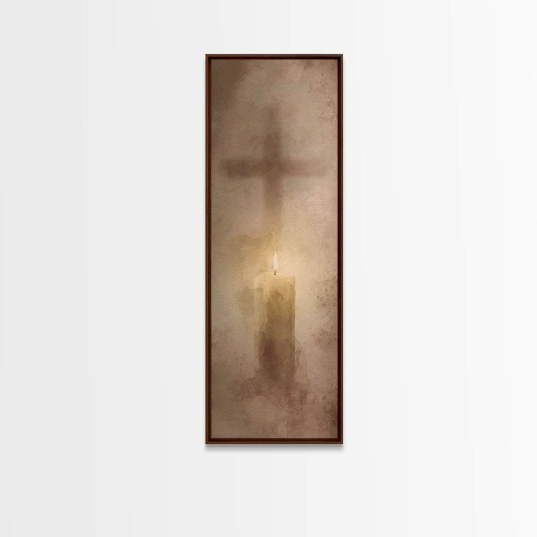 Cross Of Stillness – Framed Canvas Print – Minimalist Christian Art – Narrow Art – Christian Wall Art – Christian Art Canvas – Christian Ch