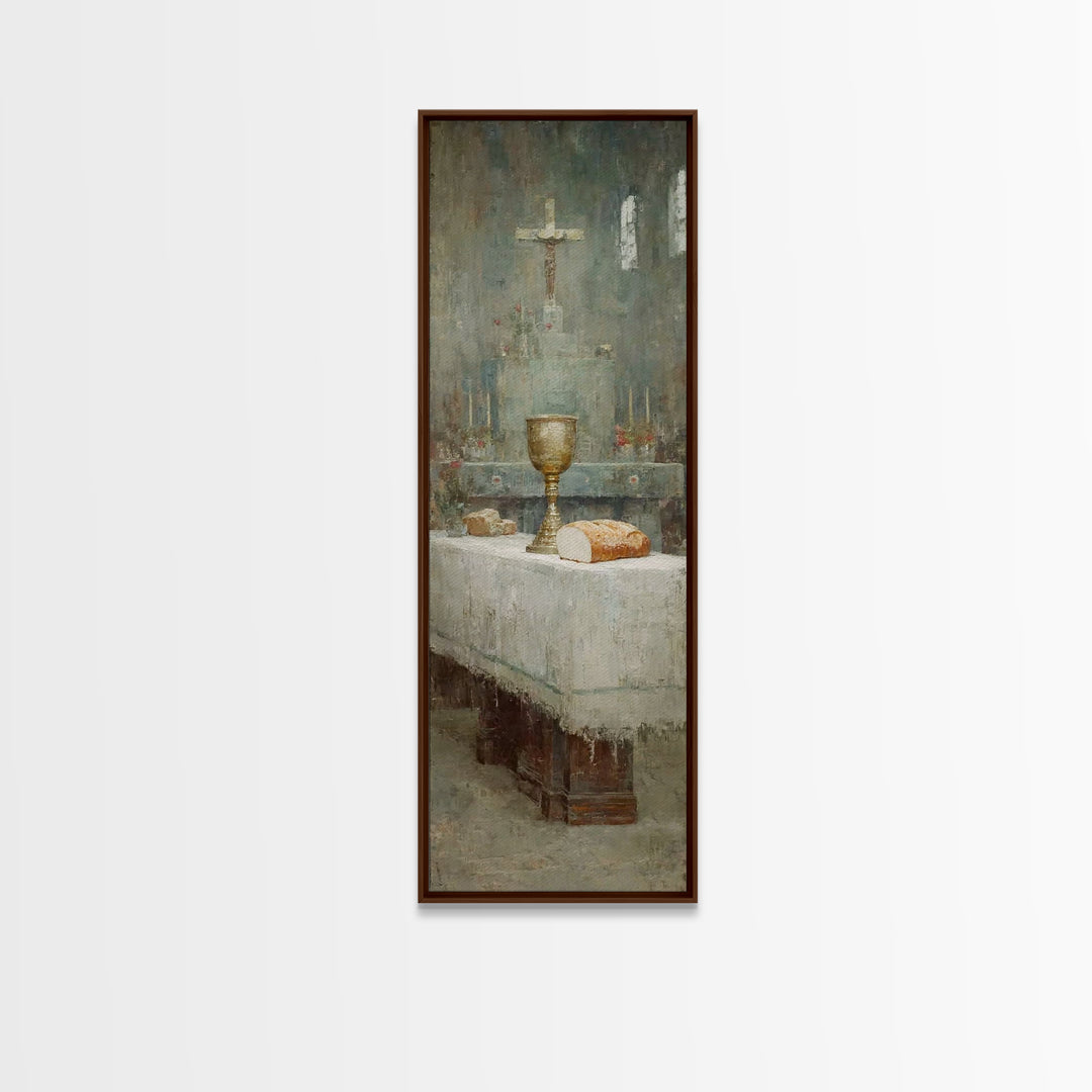 Sanctuary Table Grace, Framed Canvas Print, Narrow Art, Christian Art Canvas, Christian Paintings, Christian Decor, Jesus Painting