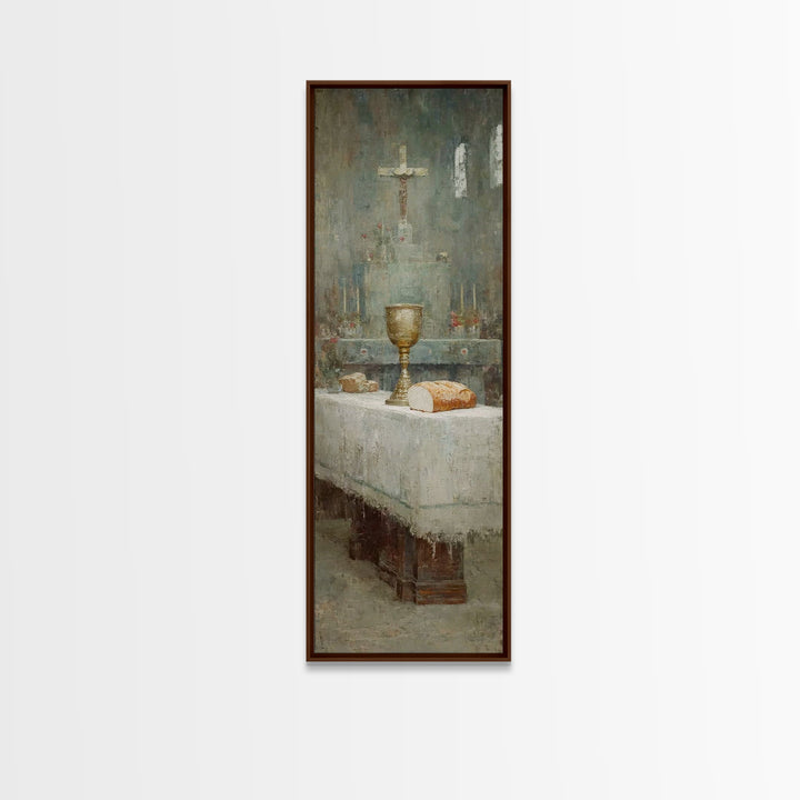 Sanctuary Table Grace, Framed Canvas Print, Narrow Art, Christian Art Canvas, Christian Paintings, Christian Decor, Jesus Painting