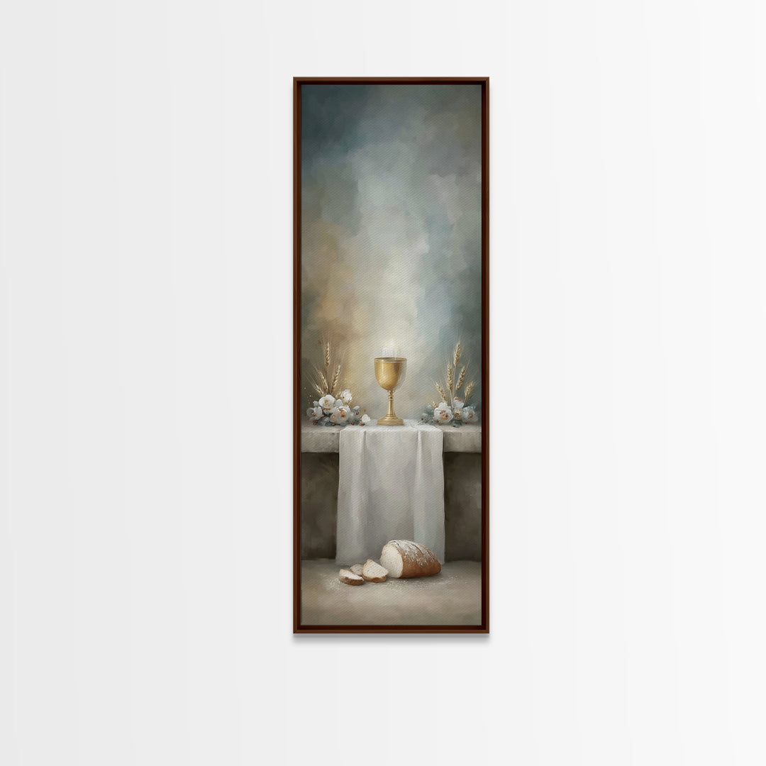 Eternal Chalice Light | Framed Canvas Print | Tall Narrow Wall Art | Christian Wall Art | Christian Art Canvas | Christmas Art