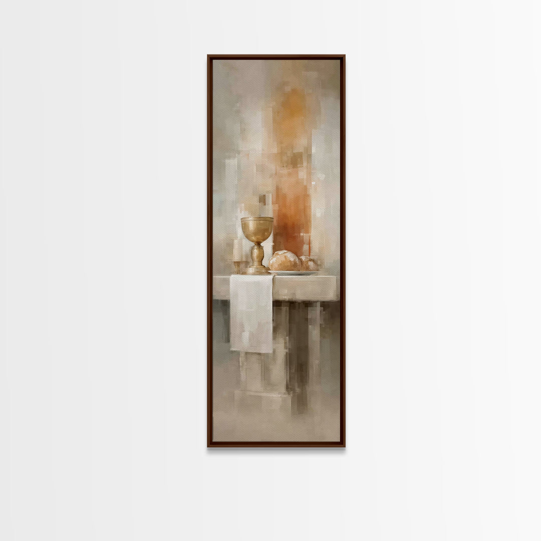 Quiet Altar Stillness - Framed Canvas Print - Narrow Art - Christian Art - Christian Paintings - Christmas Wall Art - Jesus Painting