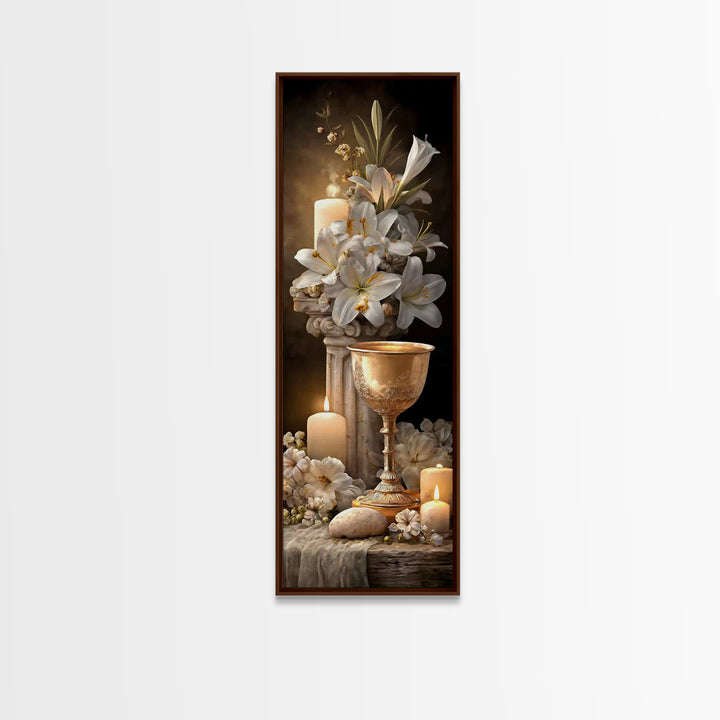 Holy Floral Offering - Framed Canvas Print - Tall Narrow Wall Art - Christian Art Canvas - Christian Wall Art - Jesus Painting