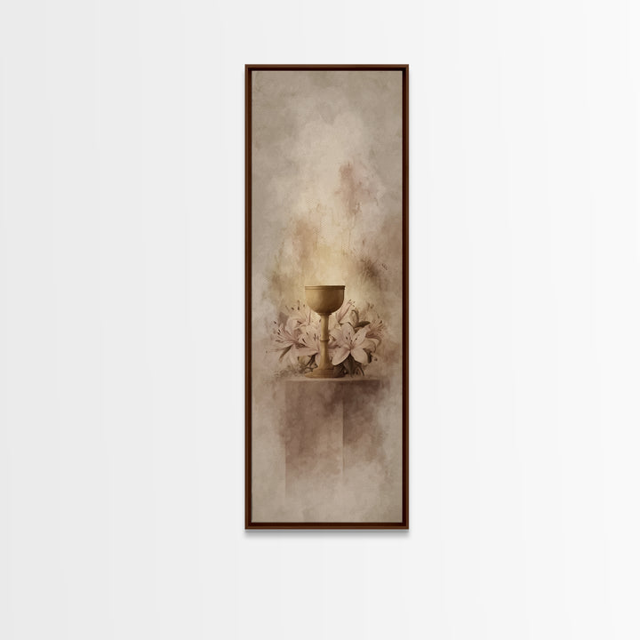 Sacred Lily Glow, Framed Canvas Print, Skinny Art, Christian Wall Art, Christian Art Canvas, Christian Decor, Christmas Art, Bible Art