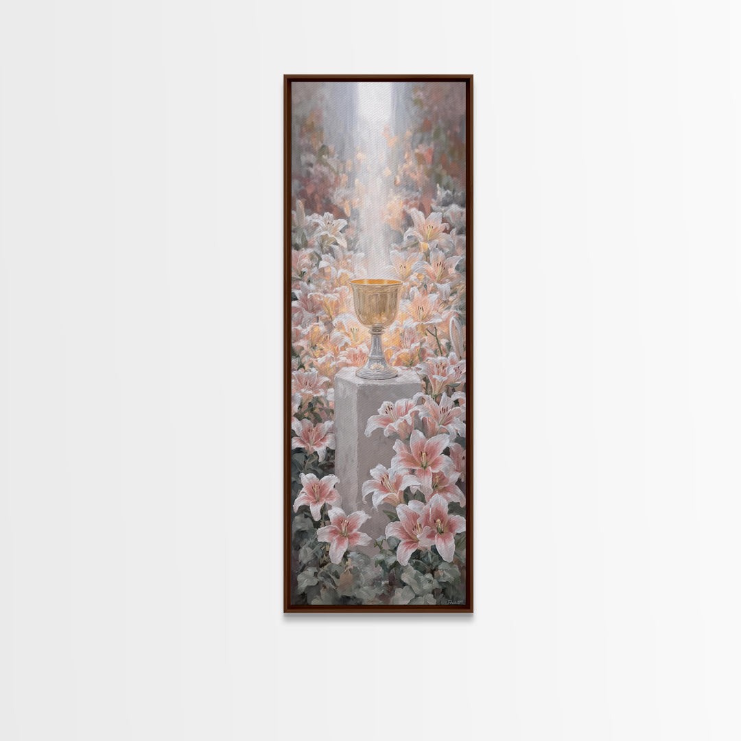 Blossoms Of Grace – Framed Canvas Print – Tall Narrow Wall Art – Christian Art Canvas – Christian Wall Art – Christian Paintings – Jesus Pa