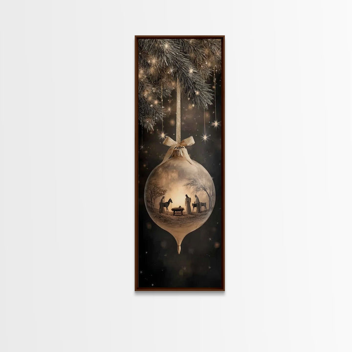 Holy Night Promise – Framed Canvas Print – Skinny Art – Christmas Art – Christian Christmas Art – Christmas Wall Art – Jesus Christmas Art