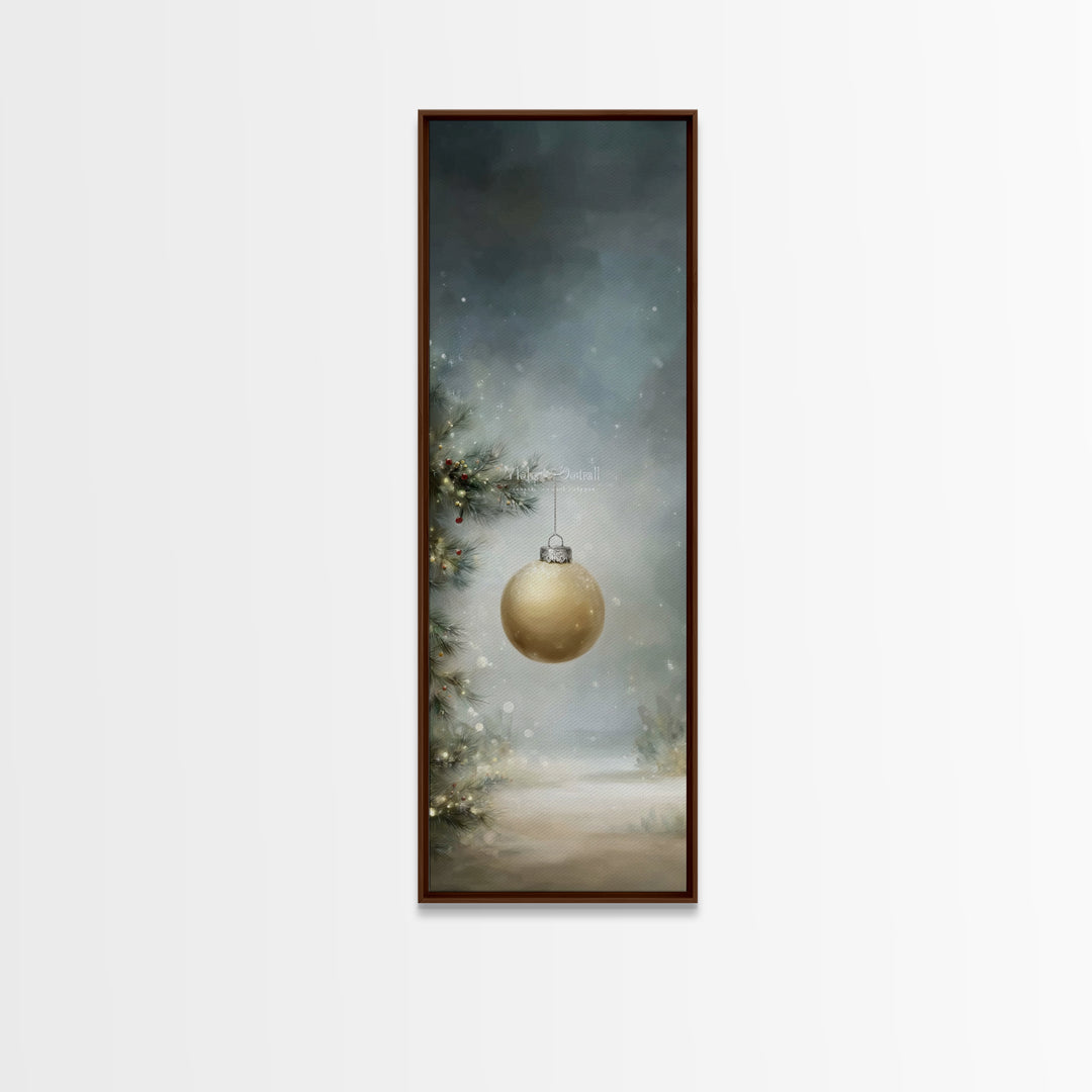 Silent Pine Glow – Framed Canvas Print – Tall Narrow Wall Art – Christmas Art – Christian Christmas Art – Christmas Wall Art – Christmas Ar