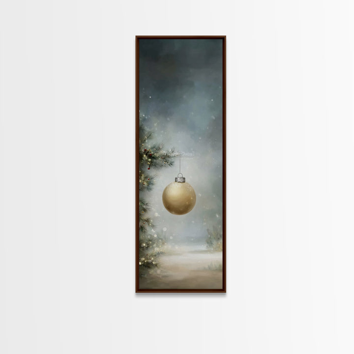 Silent Pine Glow – Framed Canvas Print – Tall Narrow Wall Art – Christmas Art – Christian Christmas Art – Christmas Wall Art – Christmas Ar