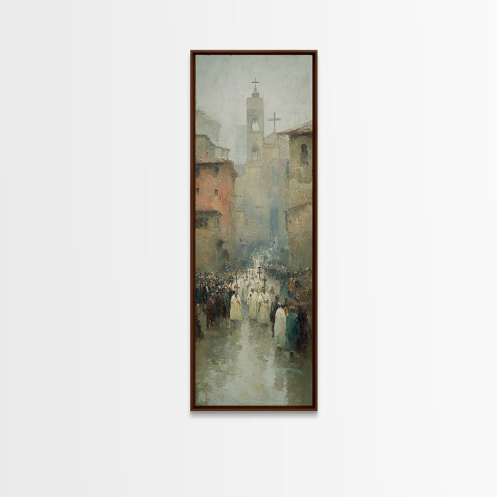Procession Of Hope – Framed Canvas Print – Tall Narrow Wall Art – Christian Wall Art – Christian Art Canvas – Jesus Painting – Cross Art
