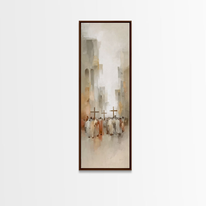 Steps Of Mercy, Framed Canvas Print, Tall Narrow Wall Art, Christian Art Canvas, Moody Christian Art, Christmas Wall Art