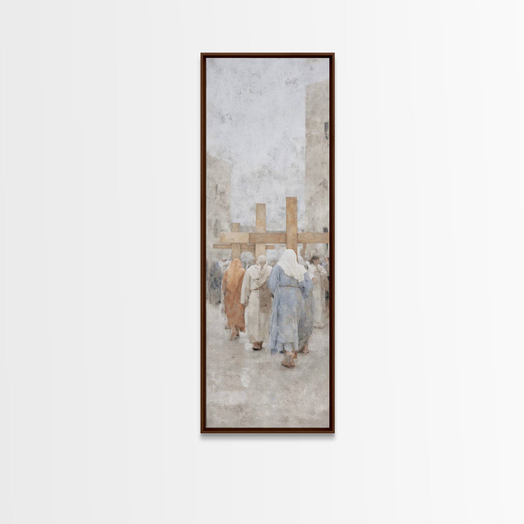 Walk Of Faith | Framed Canvas Print | Skinny Art | Christian Painting | Christian Art Gift | Large Christian Art