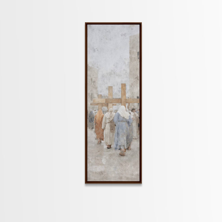Walk Of Faith | Framed Canvas Print | Skinny Art | Christian Painting | Christian Art Gift | Large Christian Art