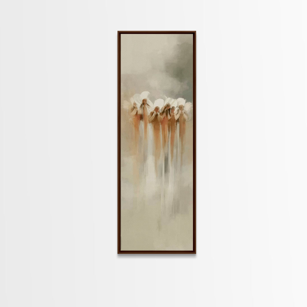 Heavenly Messengers, Framed Canvas Print, Narrow Art, Christian Art Prints, Minimalist Christian Art, Christian Decorations