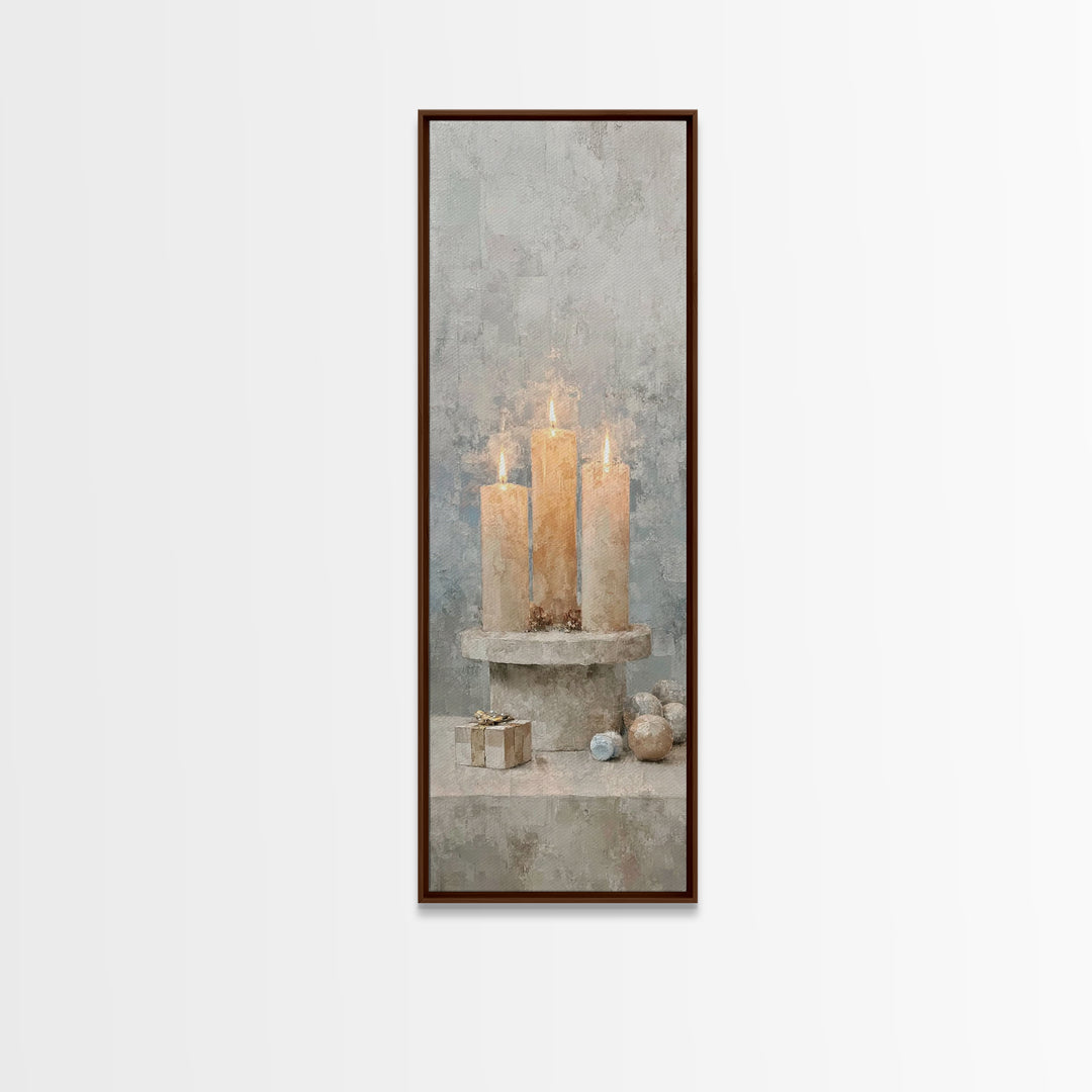 Warm Advent Glow – Framed Canvas Print – Christian Wall Art – Narrow Art – Christmas Art – Christian Art Canvas – Christian Christmas Art