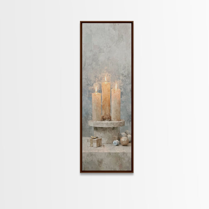 Warm Advent Glow – Framed Canvas Print – Christian Wall Art – Narrow Art – Christmas Art – Christian Art Canvas – Christian Christmas Art