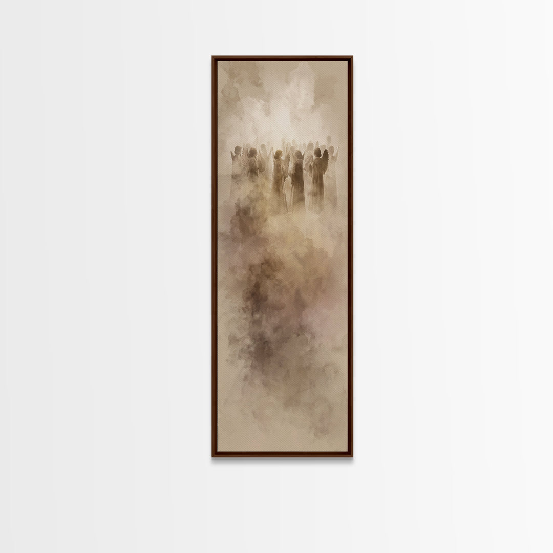 Cloudborne Choir | Framed Canvas Print | Narrow Art | Christian Art Print | Modern Christian Art | Christmas Wall Art