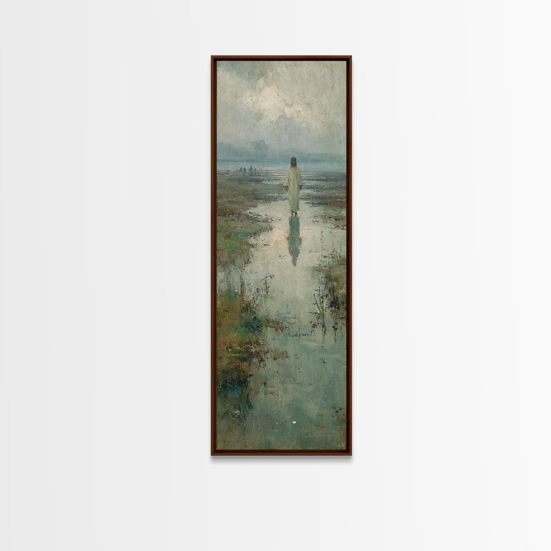 Starlit Savior | Framed Canvas Print | Tall Narrow Wall Art | Christian Art Painting | Christian Christmas Art | Jesus Canvas Art