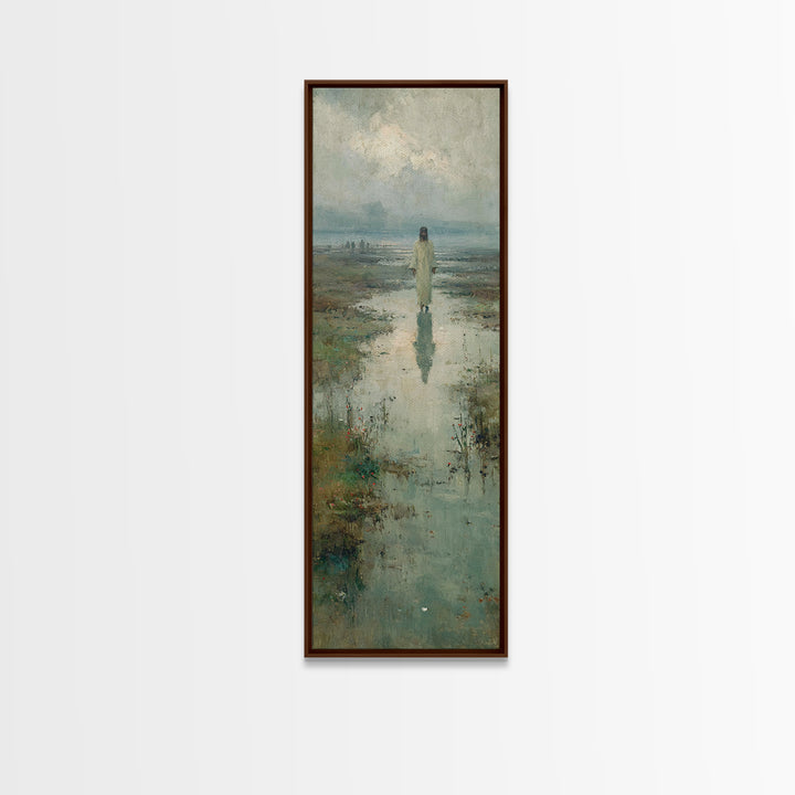 Starlit Savior | Framed Canvas Print | Tall Narrow Wall Art | Christian Art Painting | Christian Christmas Art | Jesus Canvas Art