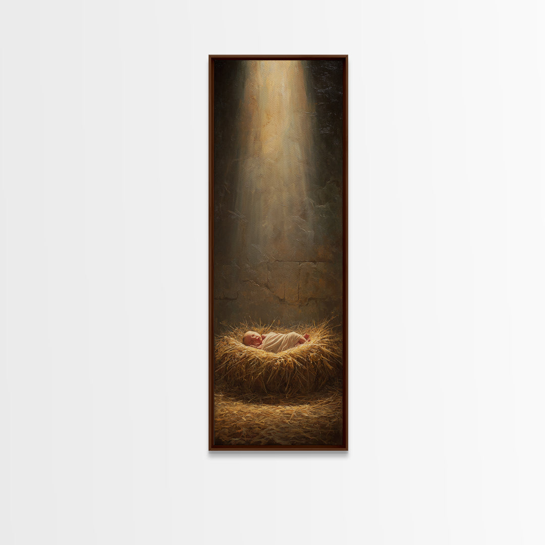 Light Of Bethlehem – Framed Canvas Print – Christian Art Canvas – Christian Christmas Art – Narrow Art – Christian Wall Art – Christmas Art