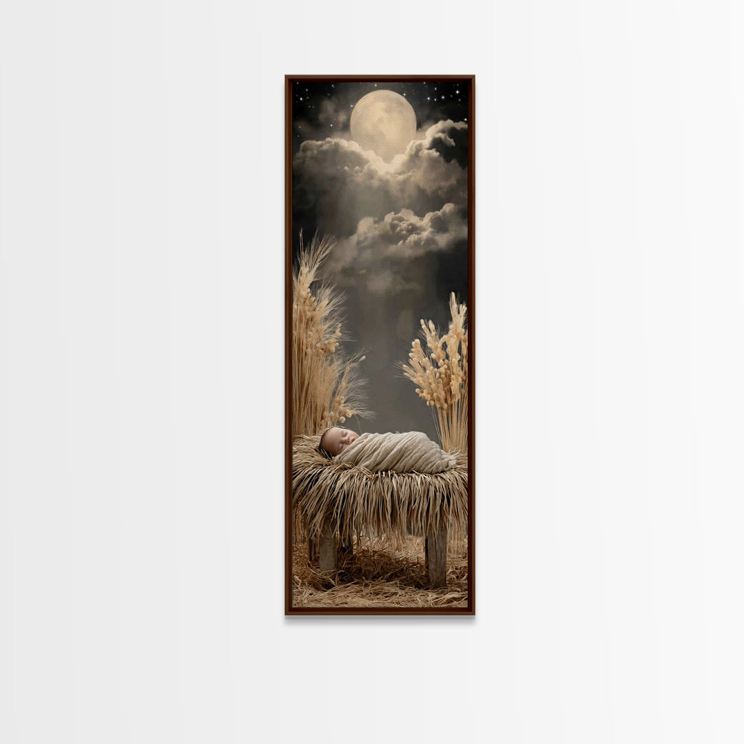 Silent Manger Star – Framed Canvas Print – Christian Christmas Art – Skinny Art – Christian Art Canvas – Christmas Wall Art – Christian Art