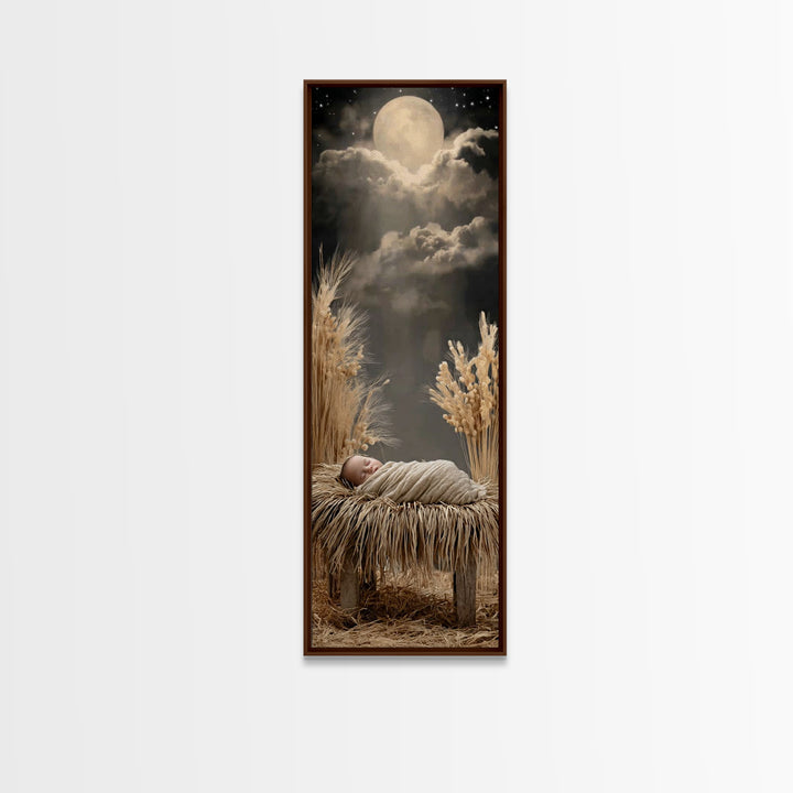 Silent Manger Star – Framed Canvas Print – Christian Christmas Art – Skinny Art – Christian Art Canvas – Christmas Wall Art – Christian Art