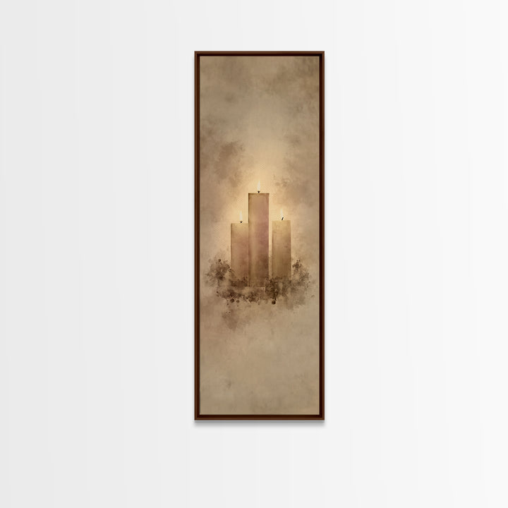 Hopeful Candle Trio – Framed Canvas Print – Christian Christmas Art – Christian Wall Art – Skinny Art – Christian Art Canvas – Christian De