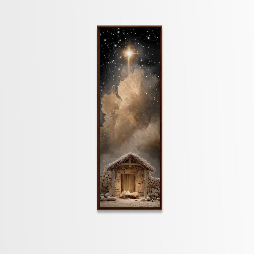 Star Of Bethlehem – Framed Canvas Print – Christmas Wall Art – Christian Art Canvas – Christian Christmas Art – Tall Skinny Art Print – Chr