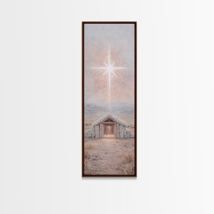Bethlehem Brightness – Framed Canvas Print – Christian Christmas Art – Christian Art Canvas – Christmas Art Prints – Narrow Art – Christian