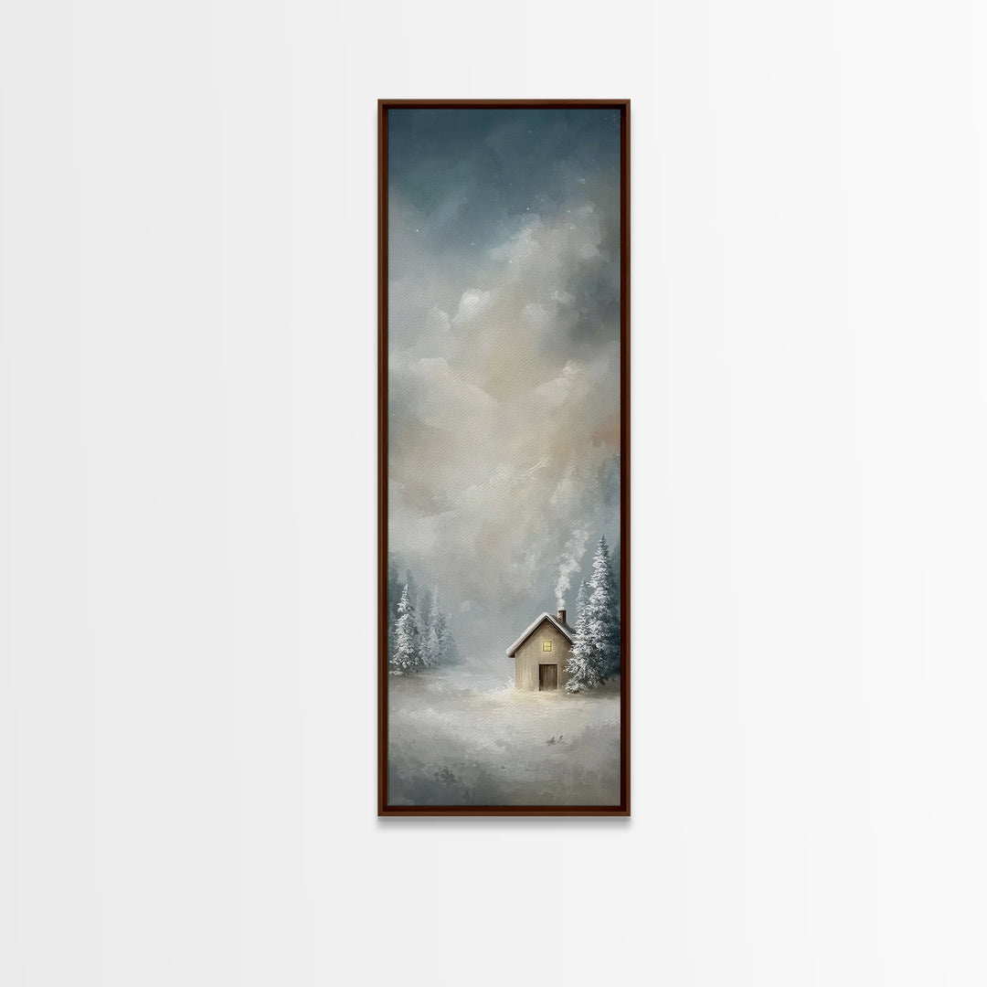 Winter Chapel Stillness – Framed Canvas Print – Christian Wall Art – Christian Art Canvas – Skinny Art – Christmas Art – Christian Christma
