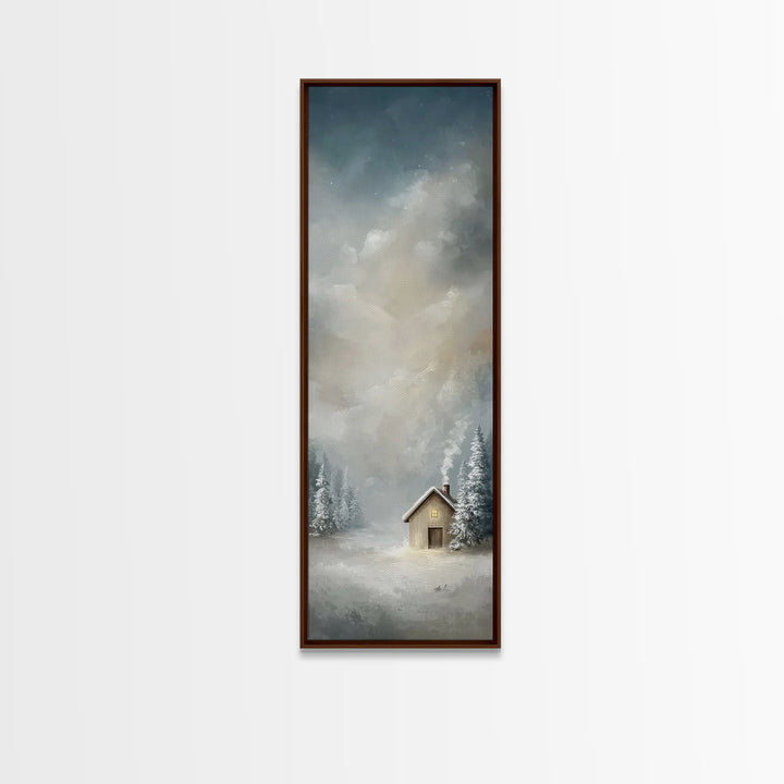 Winter Chapel Stillness – Framed Canvas Print – Christian Wall Art – Christian Art Canvas – Skinny Art – Christmas Art – Christian Christma