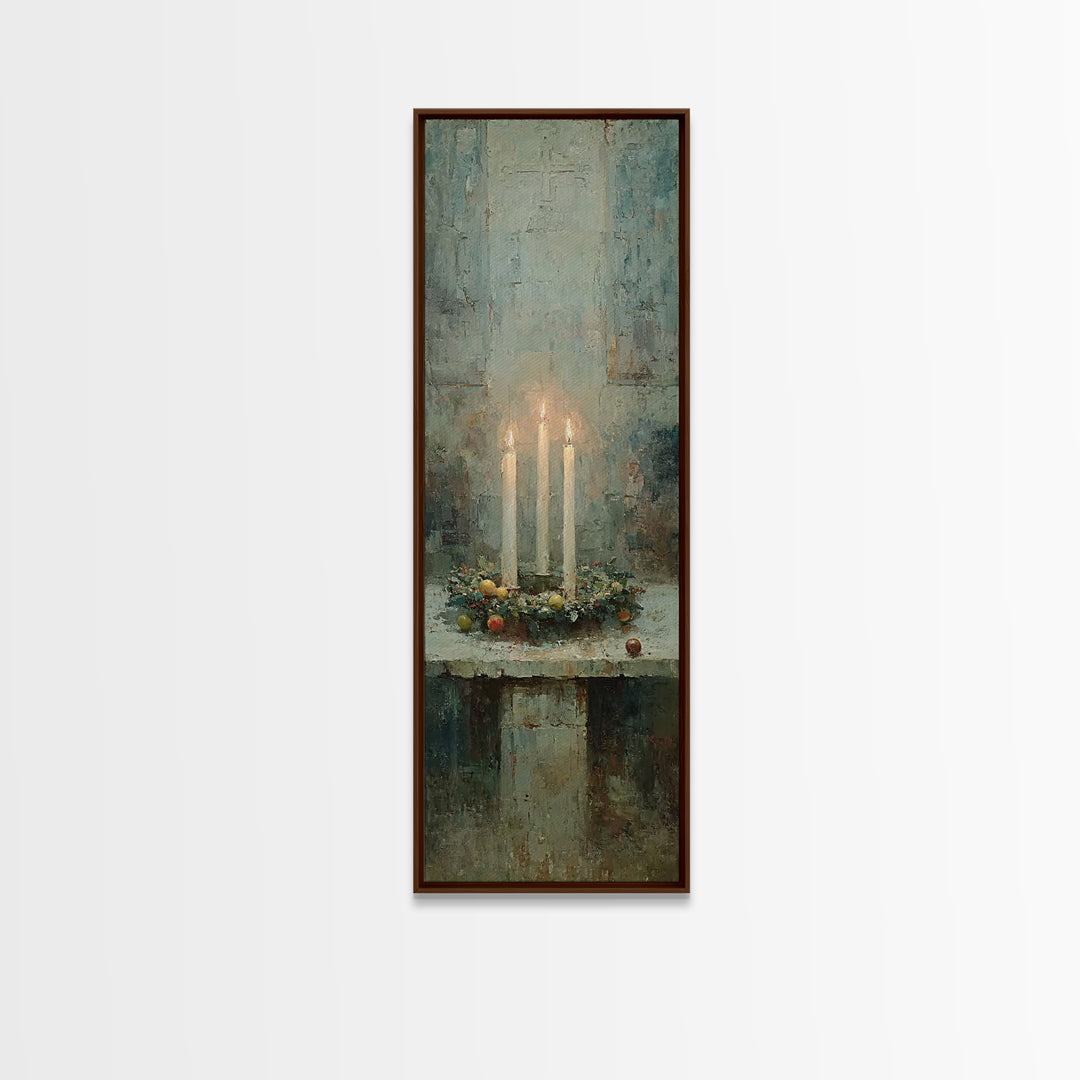 Everlasting Winter Light – Framed Canvas Print – Christian Wall Art – Narrow Art – Christian Art Canvas – Christmas Art – Christian Christm
