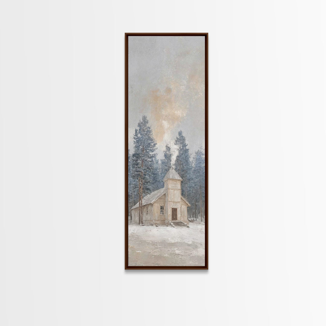 Morning Pine Sanctuary | Framed Canvas Print | Narrow Art | Christian Wall Art | Christian Art Canvas | Christmas Art | Christian Decor