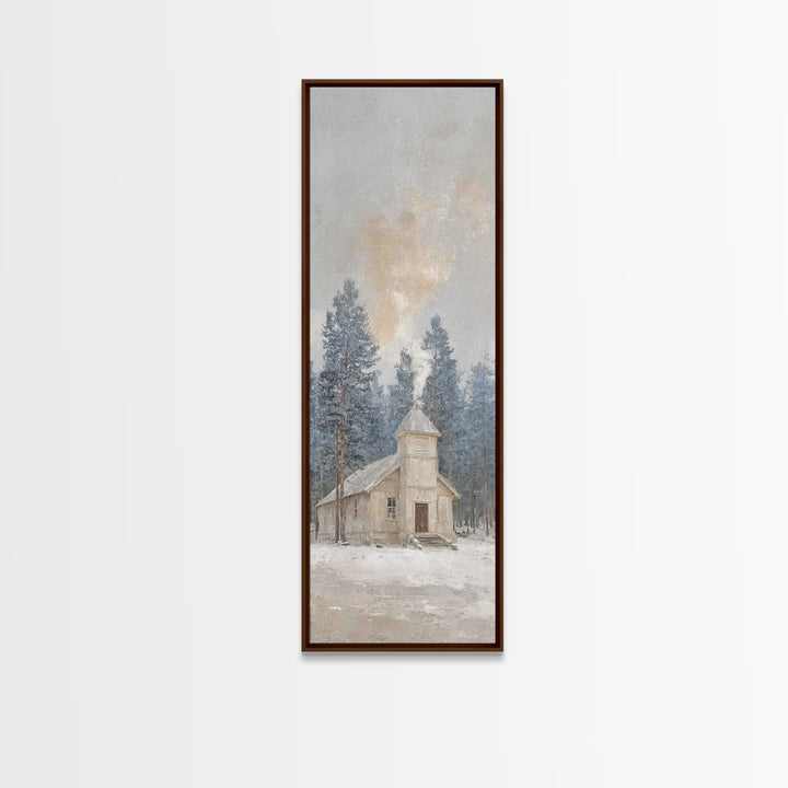 Morning Pine Sanctuary | Framed Canvas Print | Narrow Art | Christian Wall Art | Christian Art Canvas | Christmas Art | Christian Decor