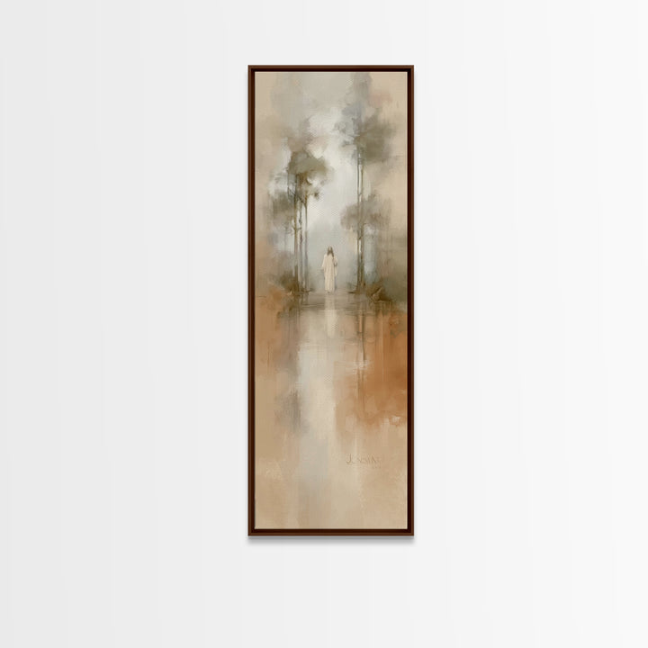 Radiant Forest Walk | Framed Canvas Print | Skinny Art | Christian Art Print | Christian Wall Art | Subtle Christian Art | Christian Gift