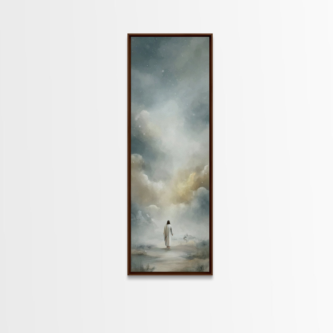 Golden Dawn Journey – Framed Canvas Print – Narrow Art – Christian Art Canvas – Christian Wall Art – Moody Christian Art – Christian Decor