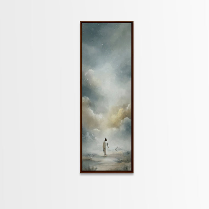 Golden Dawn Journey – Framed Canvas Print – Narrow Art – Christian Art Canvas – Christian Wall Art – Moody Christian Art – Christian Decor